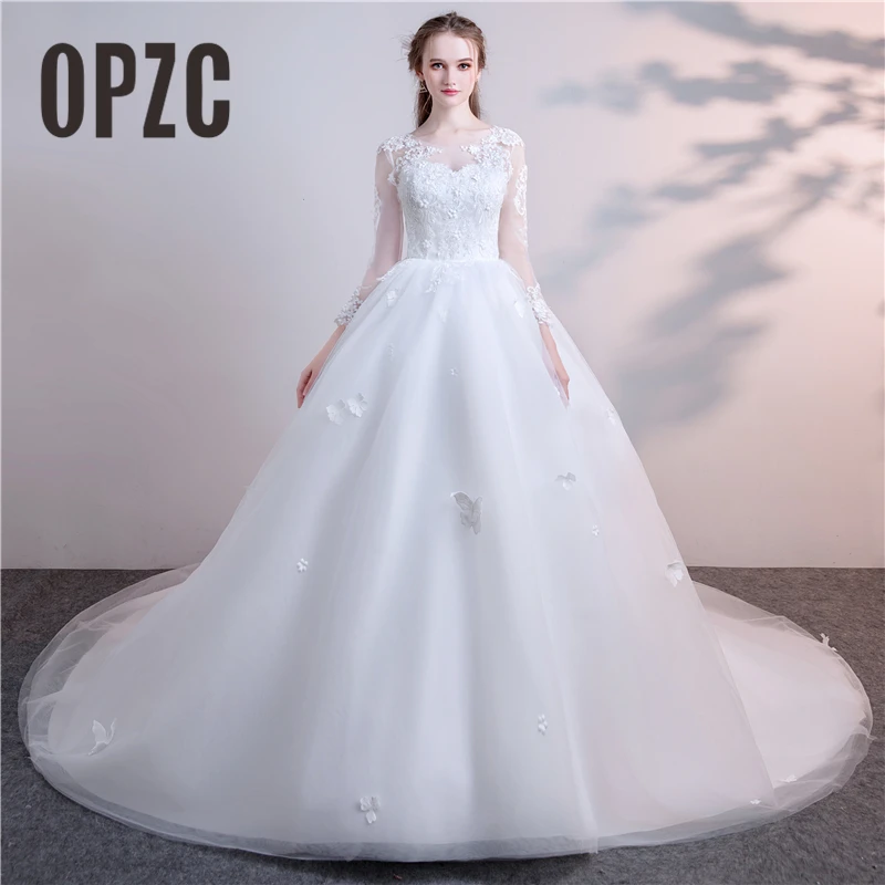 2020 Hot Sale Full Sleeve Illusion Wedding Dress with Embroidered Flowers Butterfly Pattern Romantic Train for Dreamlike Queens
2020 Hot Sale Full Sleeve Illusion Wedding Dress with Embroidered Flowers Butterfly Pattern Romantic Train for Dreamlike Queens