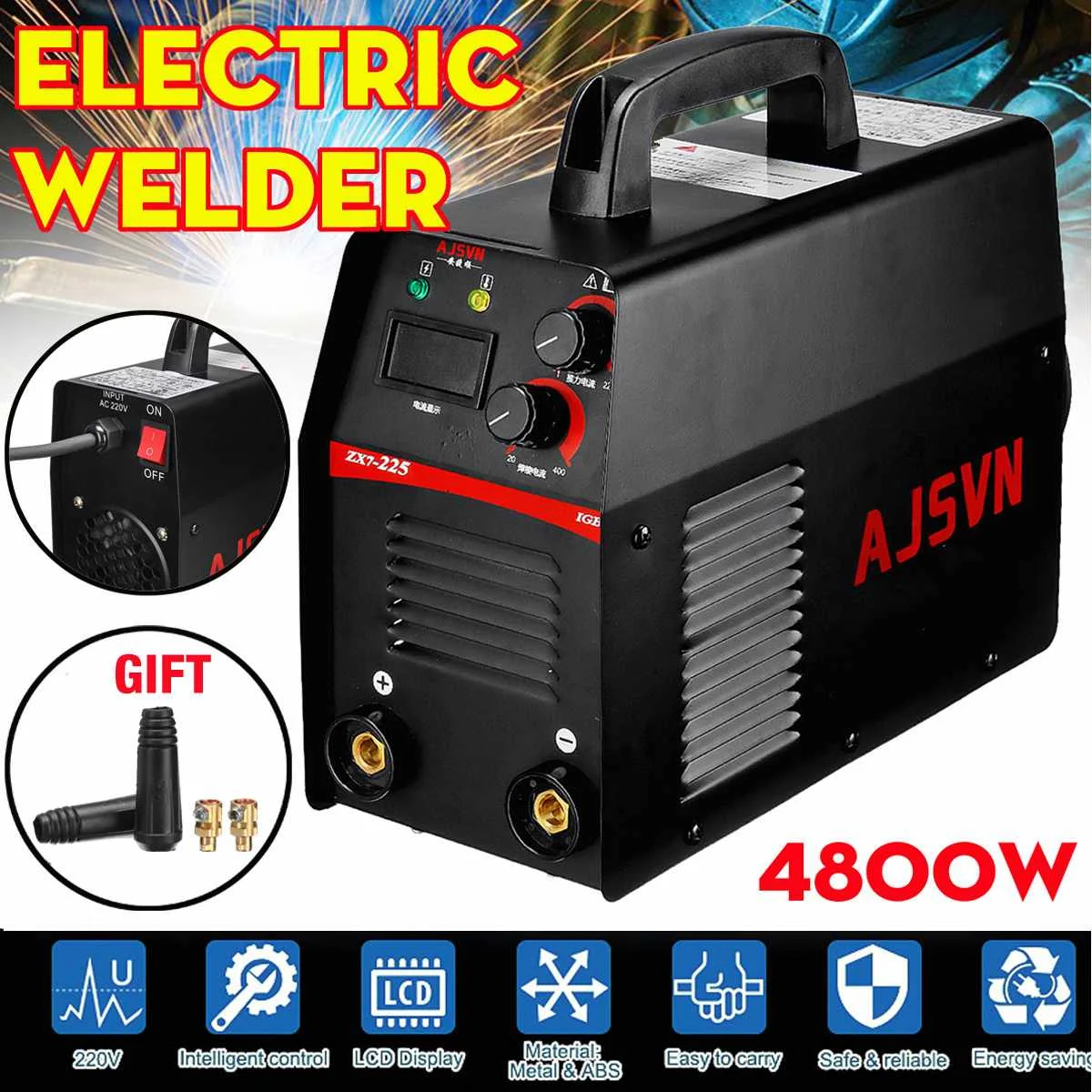 220V 20-225A Mini MMA Handheld Digital Electric IGBT Welder-Inverter MMA/ARC Welding Soldering Machine Tool 4800W
220V 20-225A Mini MMA Handheld Digital Electric IGBT Welder-Inverter MMA/ARC Welding Soldering Machine Tool 4800W