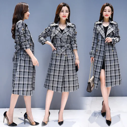 Spring Plaid Women's Windbreaker Long Wind Coat Casaco Feminino Trench Coat For Women Raincoat Windbreakers Feminino Coats
Spring Plaid Women's Windbreaker Long Wind Coat Casaco Feminino Trench Coat For Women Raincoat Windbreakers Feminino Coats