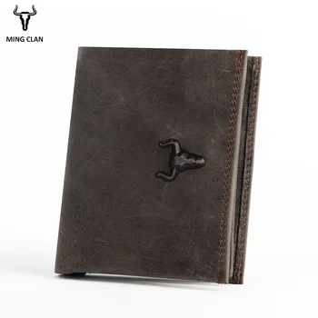 

Mingclan Crazy Horse Wallet Men Wallets Genuine Leather Male Purse Porte Carte Card Holder Wallet Rfid Clutch Short Pocket Bag