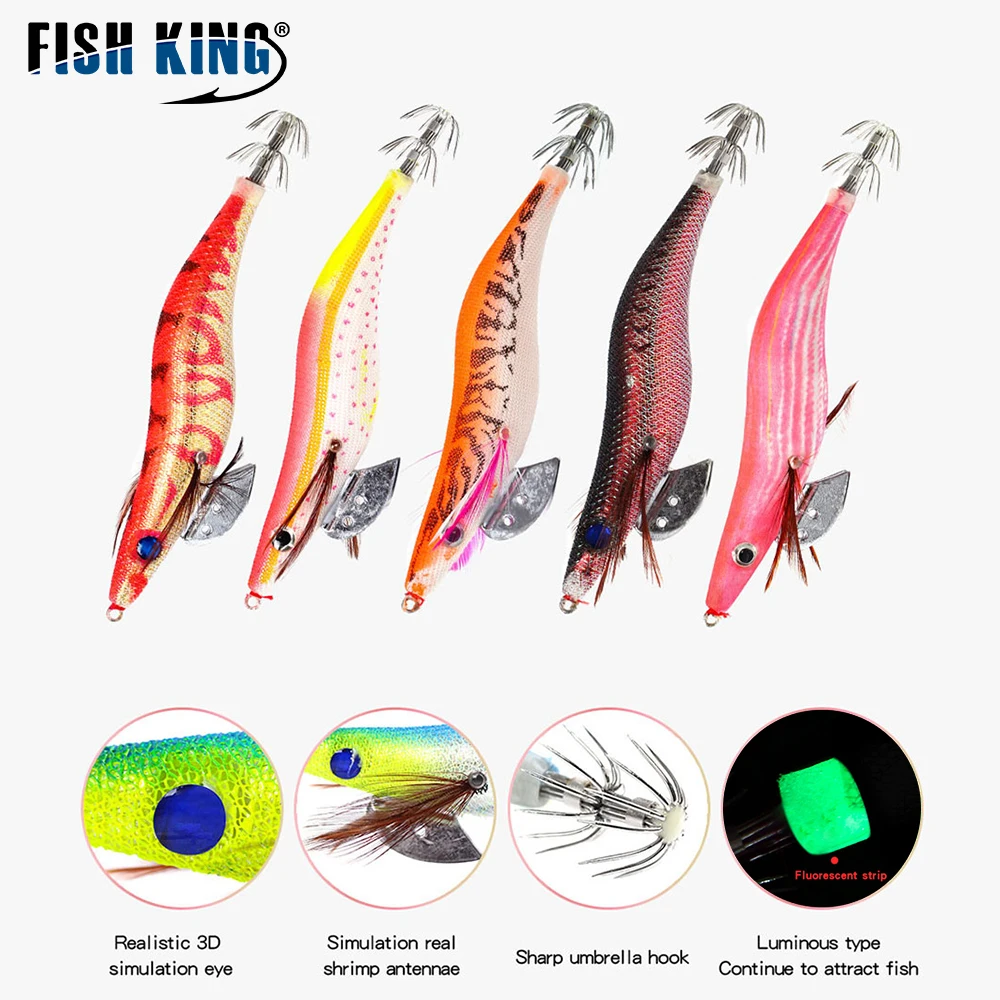 FISH KING 10 colors 2.5g 3.0g 3.5g Luminous Jigs Lure Fishing Shrimp Lure Bait Plastic Lead Sinker Squid Hook Jigs Lures
FISH KING 10 colors 2.5g 3.0g 3.5g Luminous Jigs Lure Fishing Shrimp Lure Bait Plastic Lead Sinker Squid Hook Jigs Lures