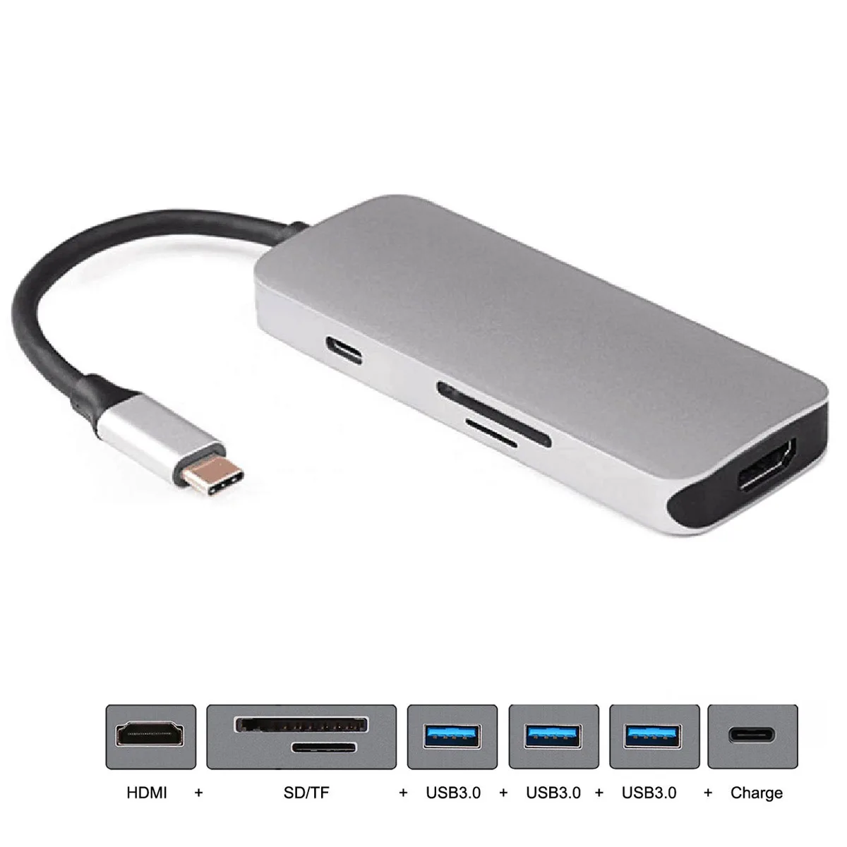 Cablecc USB-C Adapter HDMI & 3 Ports HUB & TF SD Card Reader & Charger Multiport Digital AV Adapter
Cablecc USB-C Adapter HDMI & 3 Ports HUB & TF SD Card Reader & Charger Multiport Digital AV Adapter