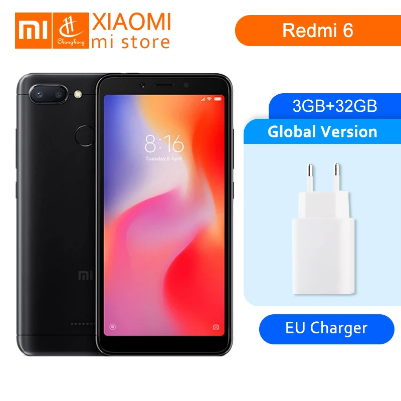 Global Version Xiaomi Redmi 6 4GB 64GB Helio P22 Octa Core CPU 5.45" 18:9 Full Screen Mobile Phones 12MP+5MP AI Dual Cameras OTA
Global Version Xiaomi Redmi 6 4GB 64GB Helio P22 Octa Core CPU 5.45" 18:9 Full Screen Mobile Phones 12MP+5MP AI Dual Cameras OTA