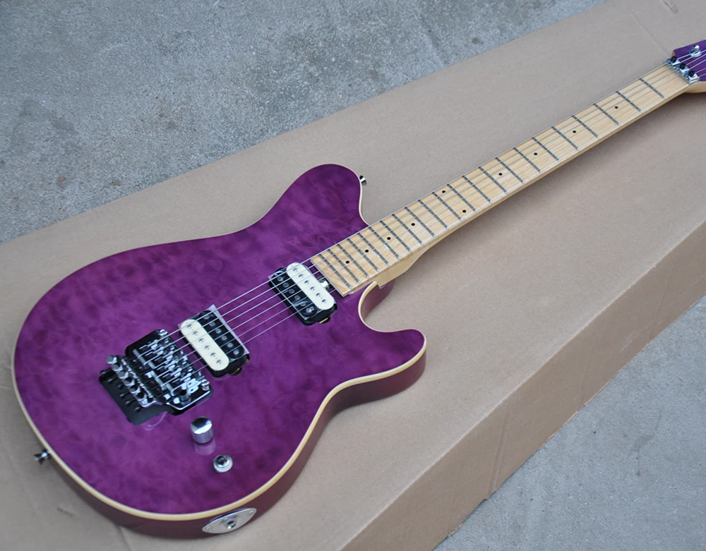Factory Custom Purple Electric Guitar with Double Rock,2 Pickups,Cloud Maple Veneer,Chrome Hardwares,Offer Customized
Factory Custom Purple Electric Guitar with Double Rock,2 Pickups,Cloud Maple Veneer,Chrome Hardwares,Offer Customized