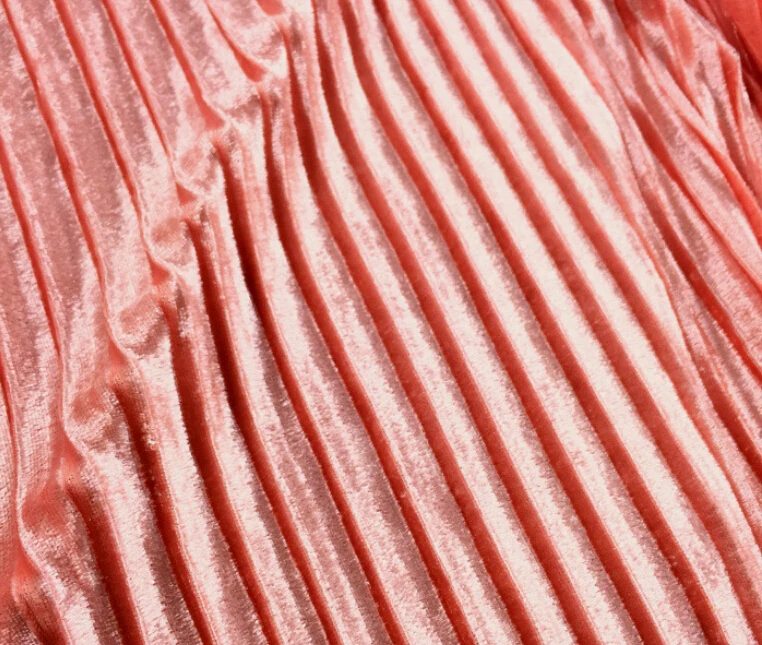 

2 meters 150cm 59.05" width pink soft crumple accordion pleated pleuche velour fabric for long skirt dress MM4