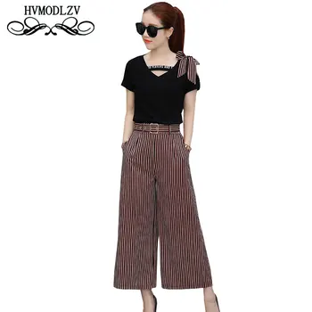 Summer Ladies Suit Striped Wide Leg Pants Two Piece Set 2017 Loose Leisure Costumes For Women Fashion Show Thin ls186
Summer Ladies Suit Striped Wide Leg Pants Two Piece Set 2017 Loose Leisure Costumes For Women Fashion Show Thin ls186