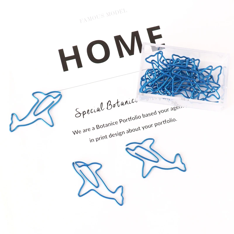 15pcs/box Cartoon Animal Shape Paper Clips Blue Dolphin Creative Scrapbook Memo Clip Binder Paperclips Bookmark Stationery
15pcs/box Cartoon Animal Shape Paper Clips Blue Dolphin Creative Scrapbook Memo Clip Binder Paperclips Bookmark Stationery