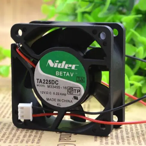 Оригинальный NIDEC TA225DC M33455 16 DC 12V 0.22A 60*60*25 2 линии двойной шариковый подшипник