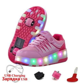 

Light Sneakers with Wheels Woman Sneakers on Wheels for Girls Roller Glowing Sneakers with Charging Switch schoenen met wieltjes