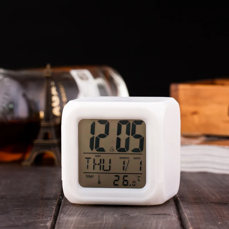 Free shipping 2018 New LED Digital 7 Color Change Alarm Clock Sounds Calendar Temperature Night Glowing Cube LCD Desk Clock
Free shipping 2018 New LED Digital 7 Color Change Alarm Clock Sounds Calendar Temperature Night Glowing Cube LCD Desk Clock