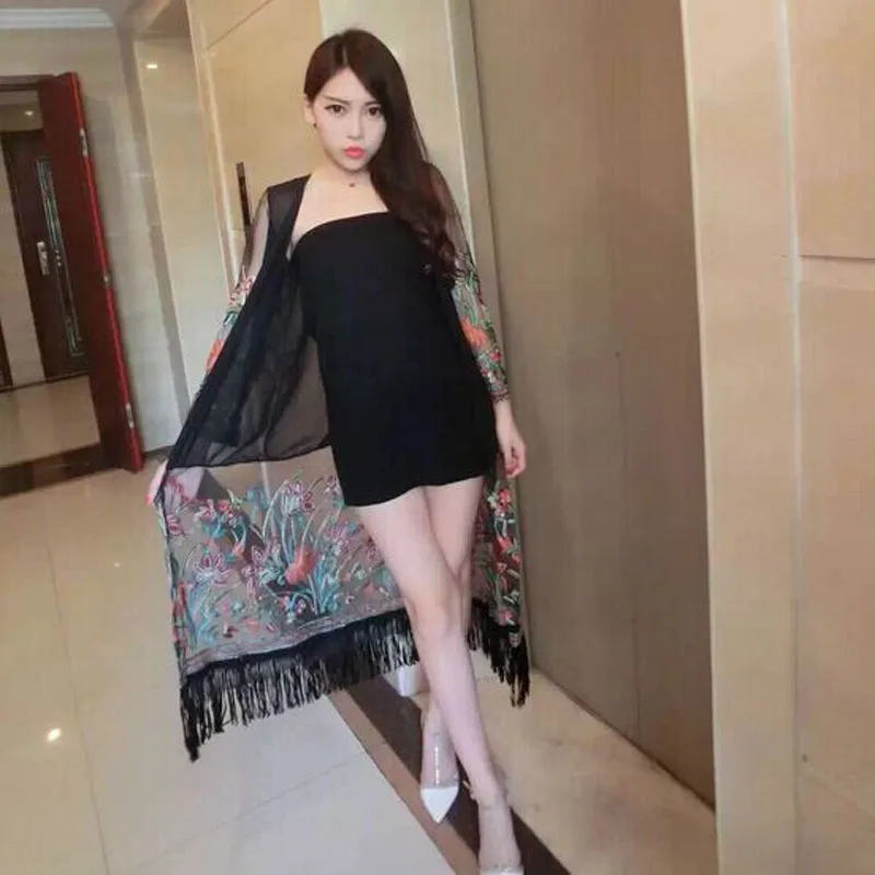 BIG SALE! 2017 Kimono Cardigan Fashion Casual Sexy Transparent Chiffon Embroidery Tassel Ladies Shirts Women Tops Feminina CA002
BIG SALE! 2017 Kimono Cardigan Fashion Casual Sexy Transparent Chiffon Embroidery Tassel Ladies Shirts Women Tops Feminina CA002