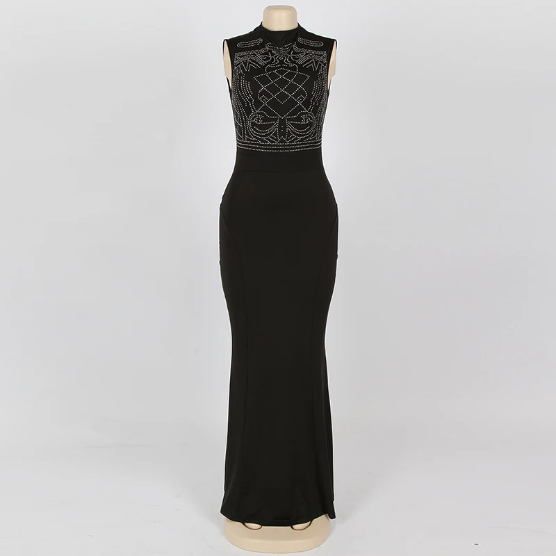 Kostlich Summer Dress Women 2017 Geometric Rhinestone O-Neck Sleeveless Sexy Women Long Dress NightClub Wear Maxi Party Dresses (22)