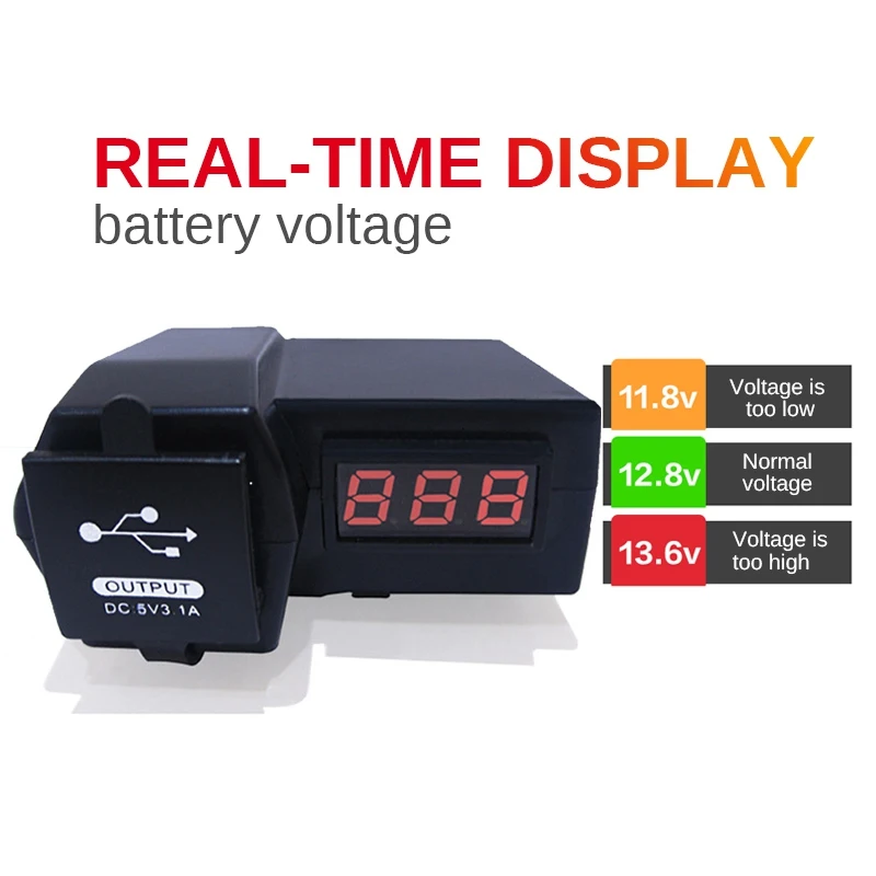 Motorcycle 12V Socket Dual USB 3.1A Charger LED Digital Display Voltmeter Power Switch Car ATV Scooter Dual USB Cigarette Socket
Motorcycle 12V Socket Dual USB 3.1A Charger LED Digital Display Voltmeter Power Switch Car ATV Scooter Dual USB Cigarette Socket