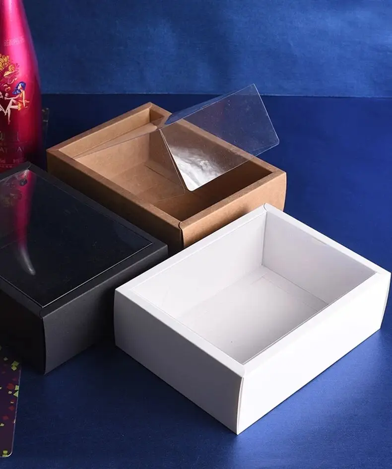 10pcs Folding Kraft Paper Box with Transparent PVC Window Gift Box Packaging Box Cajas de Carton Present Box
10pcs Folding Kraft Paper Box with Transparent PVC Window Gift Box Packaging Box Cajas de Carton Present Box