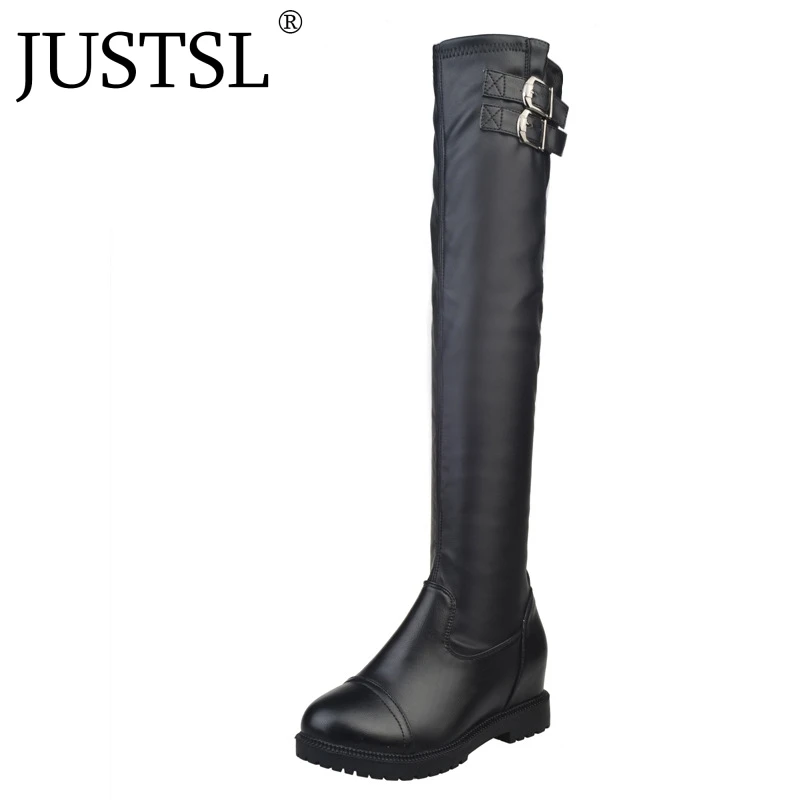JUSTSL 2018 Spring New fashion buckle women's boots zip motorcyle boots Round toe knee-high shoes size 35-39
JUSTSL 2018 Spring New fashion buckle women's boots zip motorcyle boots Round toe knee-high shoes size 35-39