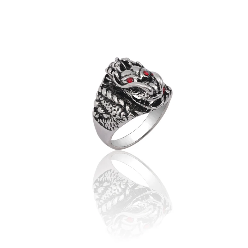 2019 New Punk Cool Men Ring Vintage Stainless Steel Dragon Head Ring Silver Red Crystal Eyes Animal Rings Male Finger Jewelry
2019 New Punk Cool Men Ring Vintage Stainless Steel Dragon Head Ring Silver Red Crystal Eyes Animal Rings Male Finger Jewelry
