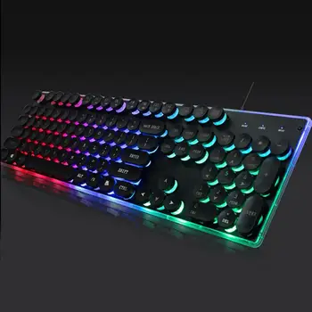 Wired USB Gaming Keyboard Rainbow Luminous Punk Crystal Round Hat Keyboard 104 Keys for Desktop and Laptop
Wired USB Gaming Keyboard Rainbow Luminous Punk Crystal Round Hat Keyboard 104 Keys for Desktop and Laptop