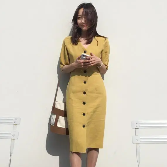 new Dress Women Cotton Linen OL Casual half Sleeve Dresses Female Dress V neck Mustard yellow dress Boho Robe Femme Vesti LJ808
new Dress Women Cotton Linen OL Casual half Sleeve Dresses Female Dress V neck Mustard yellow dress Boho Robe Femme Vesti LJ808