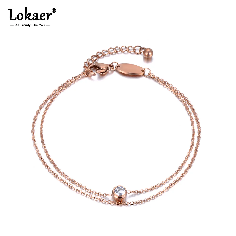 Lokaer Bohemia Stainless Steel Double Layers Bracelets Rose Gold Color Jewelry Single CZ Crystal Simple Design Best Gift B18178
Lokaer Bohemia Stainless Steel Double Layers Bracelets Rose Gold Color Jewelry Single CZ Crystal Simple Design Best Gift B18178