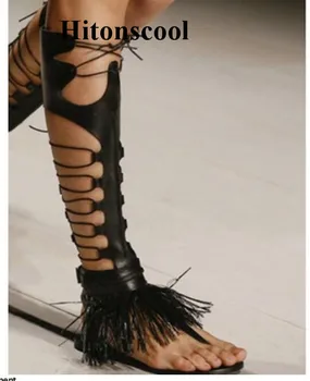 New Tassel Women Summer Knee High Boots Casual Flats Sandals Hollow Cross-Tied Ladies Runway Shoes Woman Gladiator Sandals Boots
New Tassel Women Summer Knee High Boots Casual Flats Sandals Hollow Cross-Tied Ladies Runway Shoes Woman Gladiator Sandals Boots