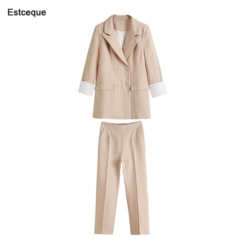 New Work Fashion Pant Suits 2 Piece Set for Women Double Breasted Vintage Blazer Jacket & Trouser Office Lady Suit Feminino 2019
New Work Fashion Pant Suits 2 Piece Set for Women Double Breasted Vintage Blazer Jacket & Trouser Office Lady Suit Feminino 2019