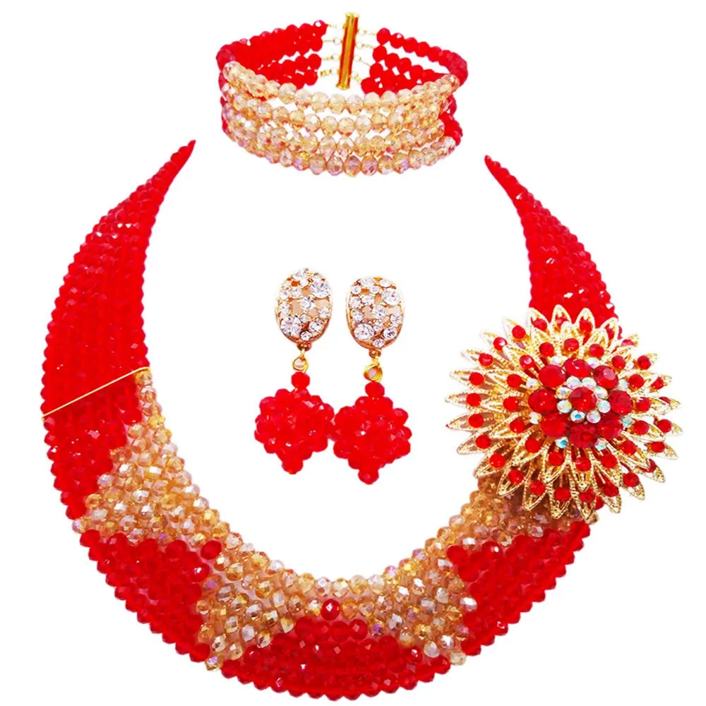 Red Gold AB African Beads Jewelry Set Nigerian Necklace Crystal Wedding Party Bridal Jewelry Sets 6SJ09
Red Gold AB African Beads Jewelry Set Nigerian Necklace Crystal Wedding Party Bridal Jewelry Sets 6SJ09