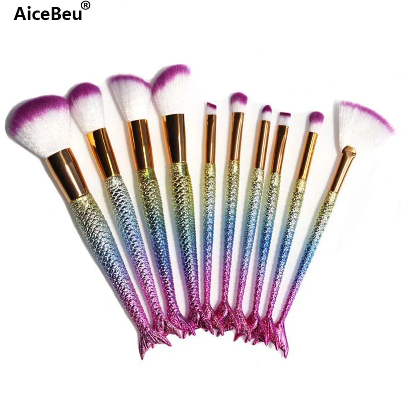 

AiceBeu Big Mermaid Makeup Brushes Set Foundation Blending Powder Eyeshadow Contour Concealer Blush Cosmetic Beauty Make Up Tool