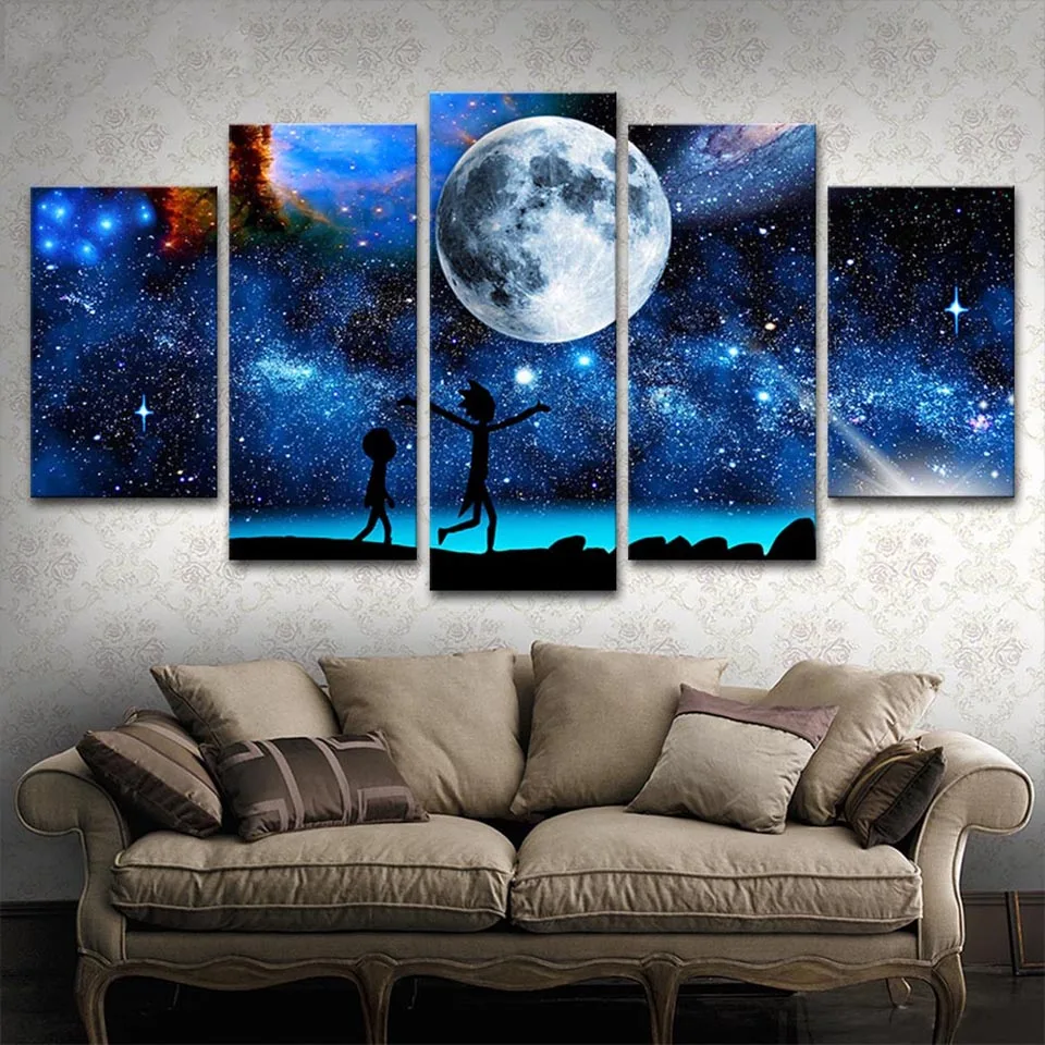 Home Decor HD Printed Paintings Modular Posters 5 Panel Starry Sky Rick And Morty Tableau Wall Art Modern Pictures Canvas
Home Decor HD Printed Paintings Modular Posters 5 Panel Starry Sky Rick And Morty Tableau Wall Art Modern Pictures Canvas