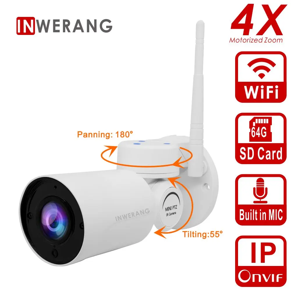 Inwerang 4X HD 1080P WiFi IP Security Camera Outdoor 2.8-12mm Waterproof Night Vision Home Security CCTV Camera Built in Mic 
Inwerang 4X HD 1080P WiFi IP Security Camera Outdoor 2.8-12mm Waterproof Night Vision Home Security CCTV Camera Built in Mic