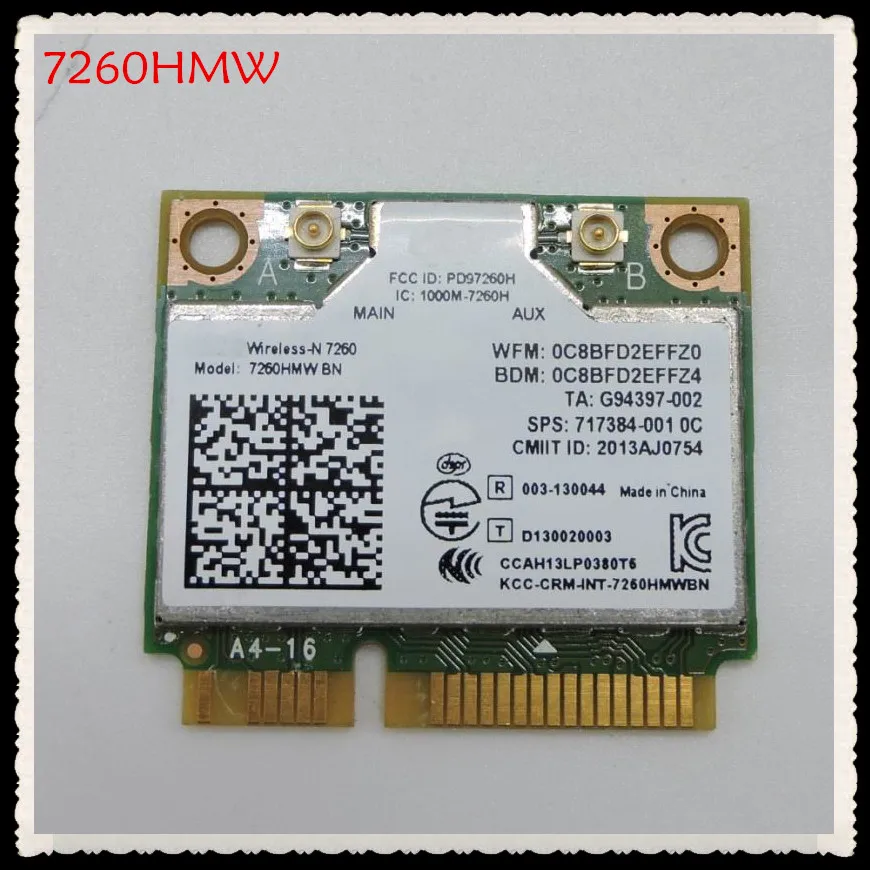 For 7260 Wireless-N Intel 7260HMW BN 802.11bgn 300Mbps Bluetooth 4.0 Mini PCI-E Wifi Card
For 7260 Wireless-N Intel 7260HMW BN 802.11bgn 300Mbps Bluetooth 4.0 Mini PCI-E Wifi Card