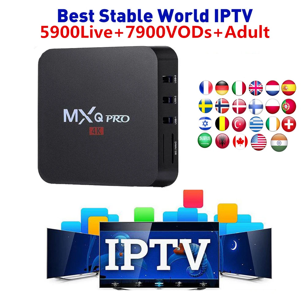MXQ Pro IPTV Subscription 7000 Channels IP TV box France Portugal Belgium Netherlands Belgium Media Player Android Set-top Box
MXQ Pro IPTV Subscription 7000 Channels IP TV box France Portugal Belgium Netherlands Belgium Media Player Android Set-top Box