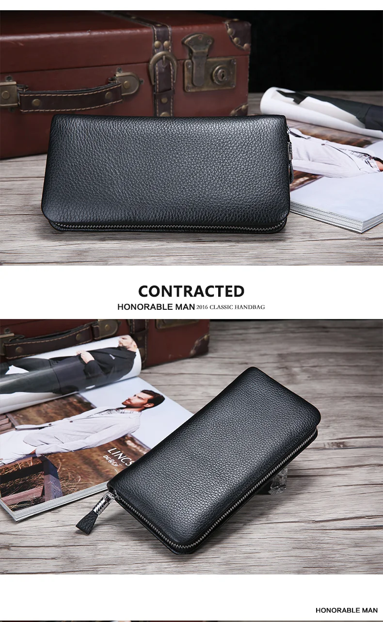 Genuine Leather Zipper Clutch Bag for Men Genuine Leather Zipper Clutch Bag for Men
