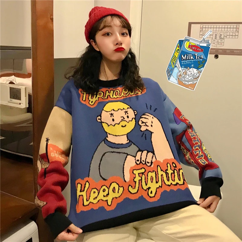 women print knittted sweaters pullovers 2018 new autumn winter loose interesting cartoon sets color sweater long-sleeved sweater
women print knittted sweaters pullovers 2018 new autumn winter loose interesting cartoon sets color sweater long-sleeved sweater