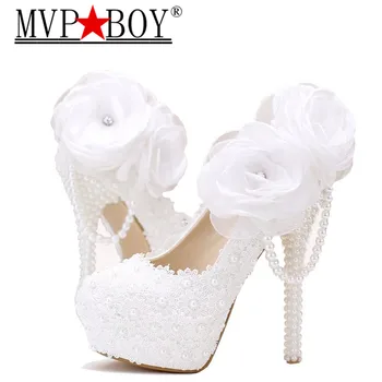 MVP BOY Lace pearl white flowers bridal shoes thin high heel platform shoes with pearl pendant round/pointed toe wedding shoes
MVP BOY Lace pearl white flowers bridal shoes thin high heel platform shoes with pearl pendant round/pointed toe wedding shoes