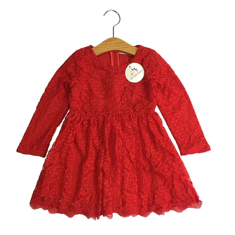 HE-Hello-Enjoy-Mother-Daughter-Dresses-Fall-2018-Family-Matching-Outfits-Long-sleeves-Red-Lace-Dress (4)