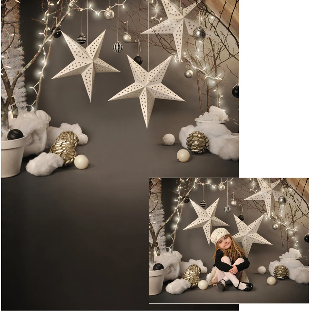 

Kids Christmas Photo Backdrop Vinyl Printed Stars Balls Newborn Baby Shower Prop Xmas Scene Photography Studio Backgrounds