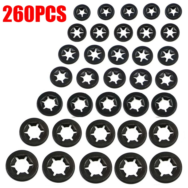 260PCS Star Push-On Retaining Locking Washer Clip Lock Clamp push Bolt Kit Starlock Washer Assortment For Metric Round Shaft
260PCS Star Push-On Retaining Locking Washer Clip Lock Clamp push Bolt Kit Starlock Washer Assortment For Metric Round Shaft