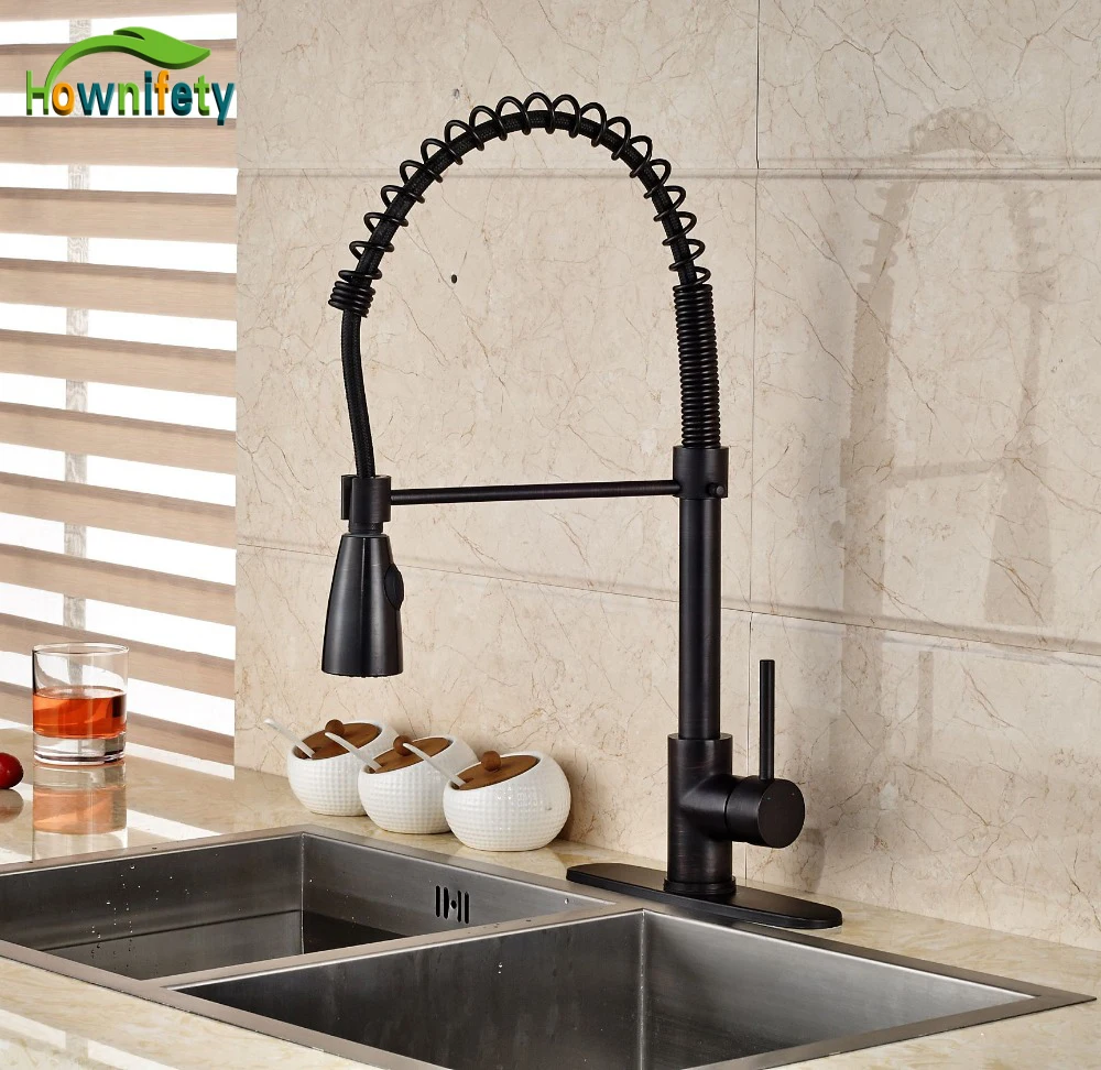 Oil Rubbed Broze Kitchen Faucet Pull Down Sprayer 360 Degree Faucet Mixer Tap With 8" Cover Plate