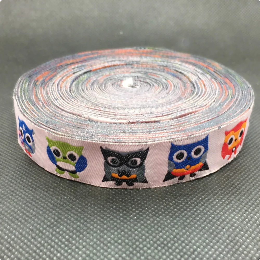 

New 2014 lace 5/8' 16mm 10yard/set 100% polyester computer woven jacquard ribbon cool owl KT2015041808