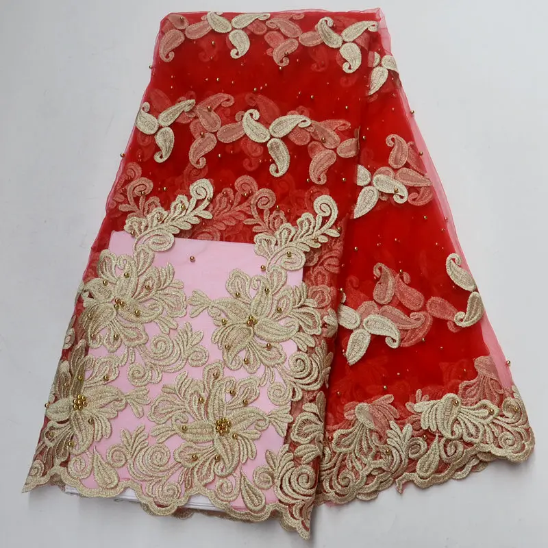2018 Quality Lace Party Dress Red Golden Beads French Lace Nigerian Lace Fabric African Lace Fabric
2018 Quality Lace Party Dress Red Golden Beads French Lace Nigerian Lace Fabric African Lace Fabric