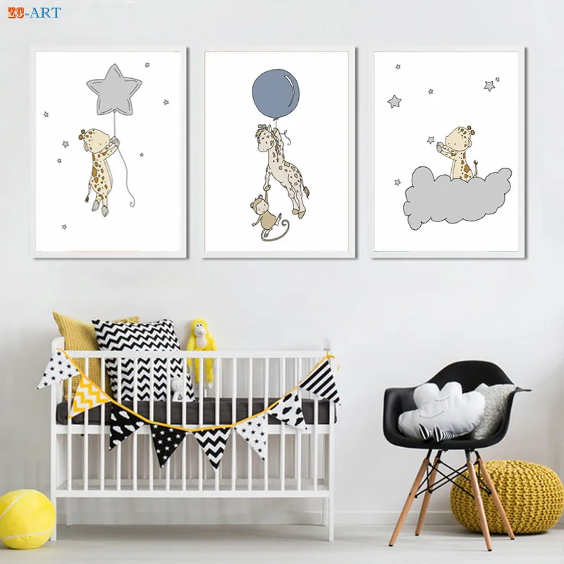 Safari Nursery Prints Poster Giraffe and Monkey Balloon Canvas Painting Children Bedroom Decorative Picture Kids Wall Art
Safari Nursery Prints Poster Giraffe and Monkey Balloon Canvas Painting Children Bedroom Decorative Picture Kids Wall Art