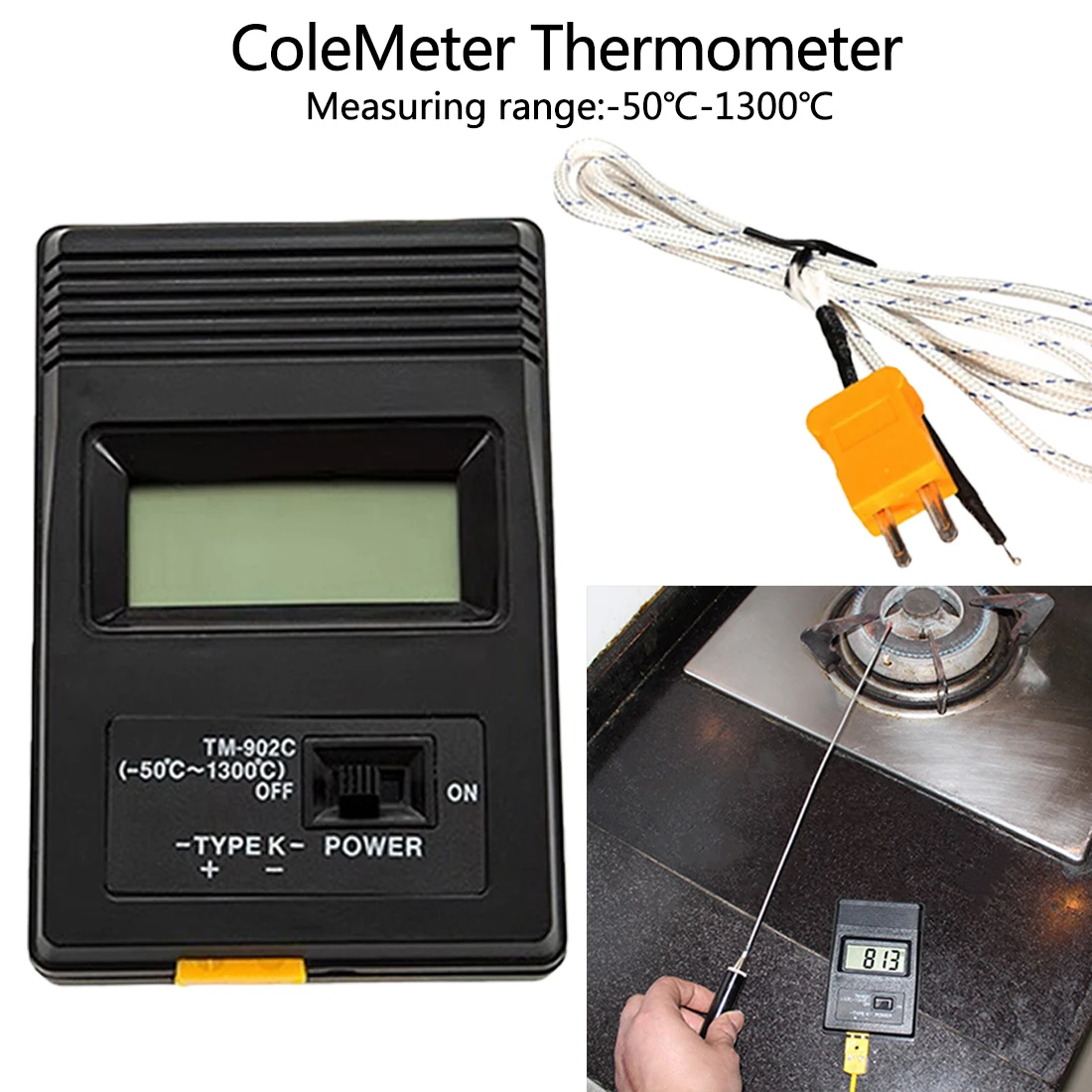 K Type TM902C Digital Thermometer Tester Temperature Meter Thermocouple Needle Probe -50C to1300C For Lab Factory
K Type TM902C Digital Thermometer Tester Temperature Meter Thermocouple Needle Probe -50C to1300C For Lab Factory