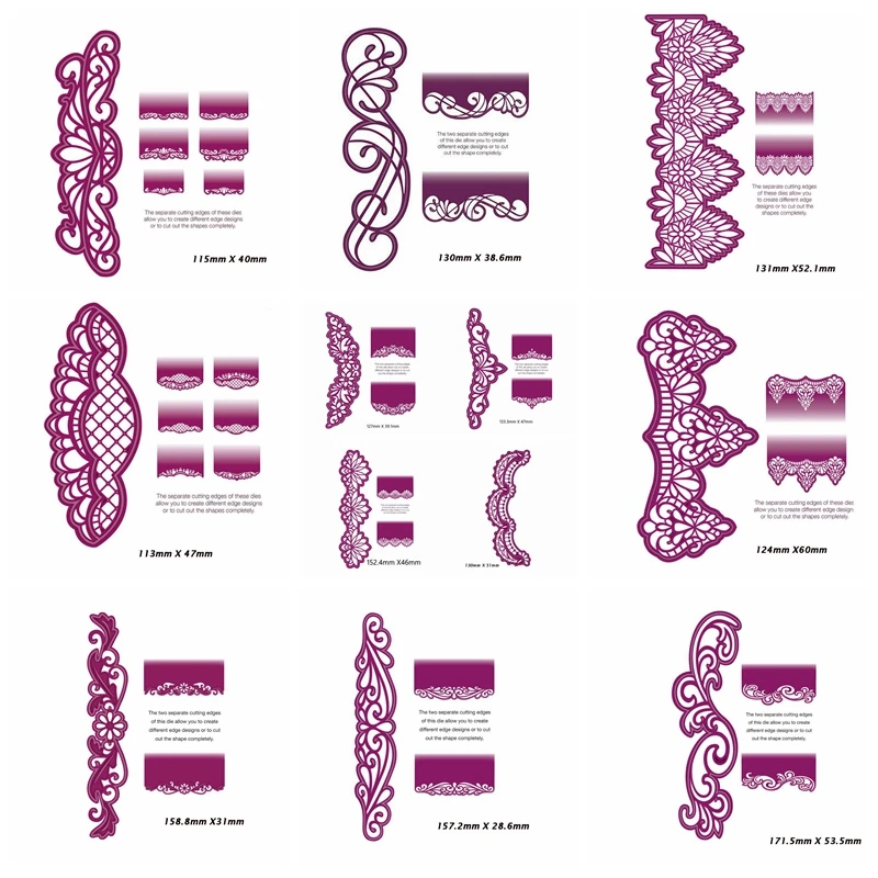 Mixed Lace Border Edge Frame Metal Cutting Dies Stencils For DIY Scrapbooking Decorative Embossing Cards Handcraft Die Cut 2019
Mixed Lace Border Edge Frame Metal Cutting Dies Stencils For DIY Scrapbooking Decorative Embossing Cards Handcraft Die Cut 2019