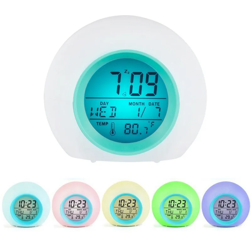 Creative 7 colorful backlight round children's alarm clock Calendar frontal ball alarm Natural sound decoration
Creative 7 colorful backlight round children's alarm clock Calendar frontal ball alarm Natural sound decoration