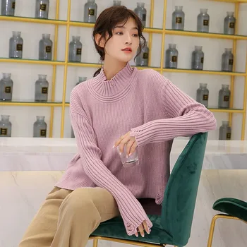 2019 new spring women's round neck high collar solid color bottoming shirt sweater loose casual wild shirt pullover sweater
2019 new spring women's round neck high collar solid color bottoming shirt sweater loose casual wild shirt pullover sweater