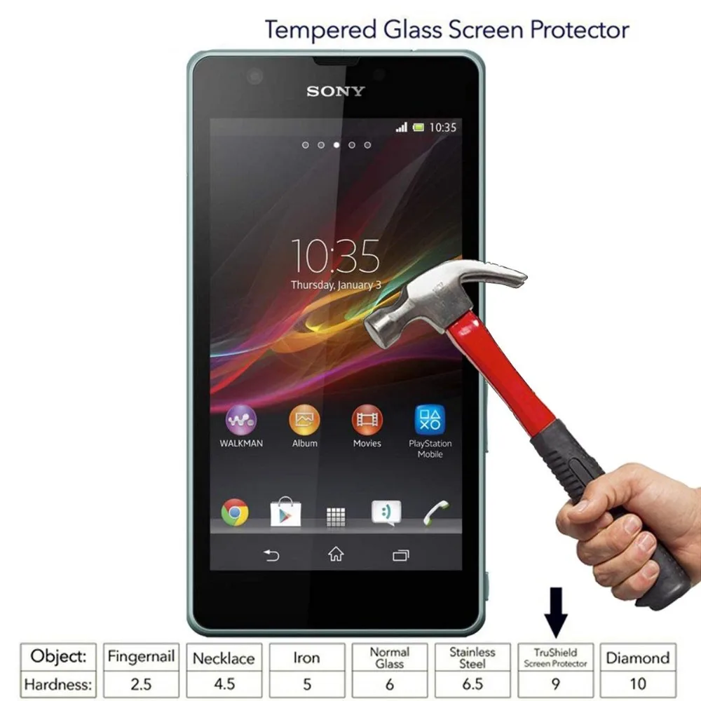 Комплект из 2 предметов с уровнем твердости 9 H 2.5D закаленное Стекло es для sony Xperia ZR