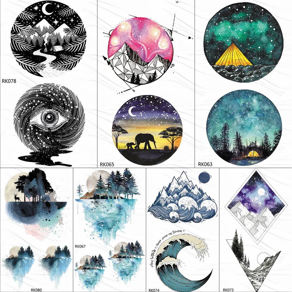 OMMGO Watercolor Geometric Moutain Camping Temporary Tattoos For Kids Sticker Surf Wave Forest Tattoo Body Art Arm Fake Tatoos
OMMGO Watercolor Geometric Moutain Camping Temporary Tattoos For Kids Sticker Surf Wave Forest Tattoo Body Art Arm Fake Tatoos