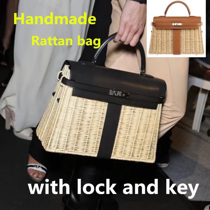 2019 new rattan bag Handmade woven handbags Large-capacity fashion bag Straw bag Summer shopping woman's bag with lock and key
2019 new rattan bag Handmade woven handbags Large-capacity fashion bag Straw bag Summer shopping woman's bag with lock and key