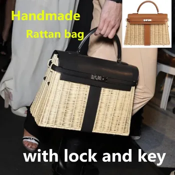 2019 new rattan bag Handmade woven handbags Large-capacity fashion bag Straw bag Summer shopping woman's bag with lock and key
2019 new rattan bag Handmade woven handbags Large-capacity fashion bag Straw bag Summer shopping woman's bag with lock and key