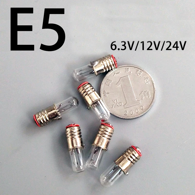 E5 Mini Indicator Light Bulb Screw 5x17mm 6.3V 12V 24V 0.1A Small Signal Indicator Lamp Yellow Light 50pcs
E5 Mini Indicator Light Bulb Screw 5x17mm 6.3V 12V 24V 0.1A Small Signal Indicator Lamp Yellow Light 50pcs